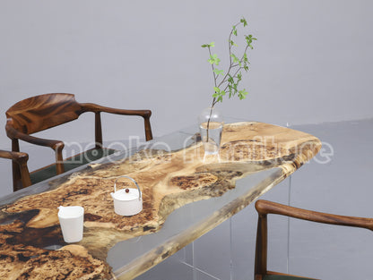 Resin Wood Dining Table - MOOKAFURNITURE