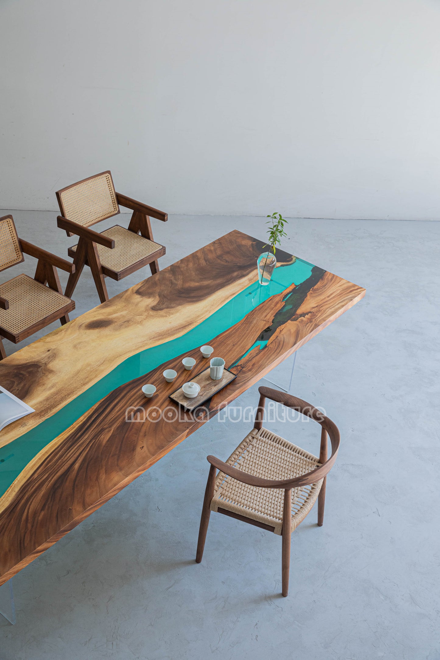 Resin Wood Dining Table - MOOKAFURNITURE