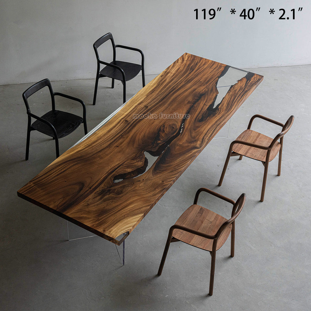 Resin Wood Dining Table - MOOKAFURNITURE