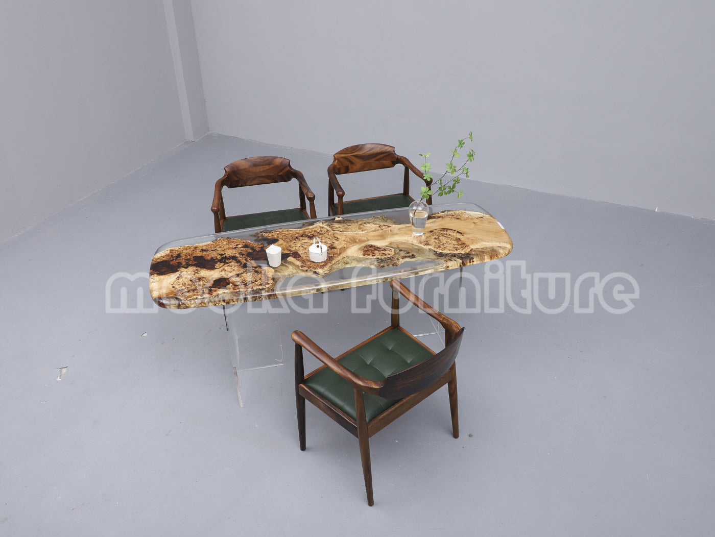 Resin Wood Dining Table - MOOKAFURNITURE