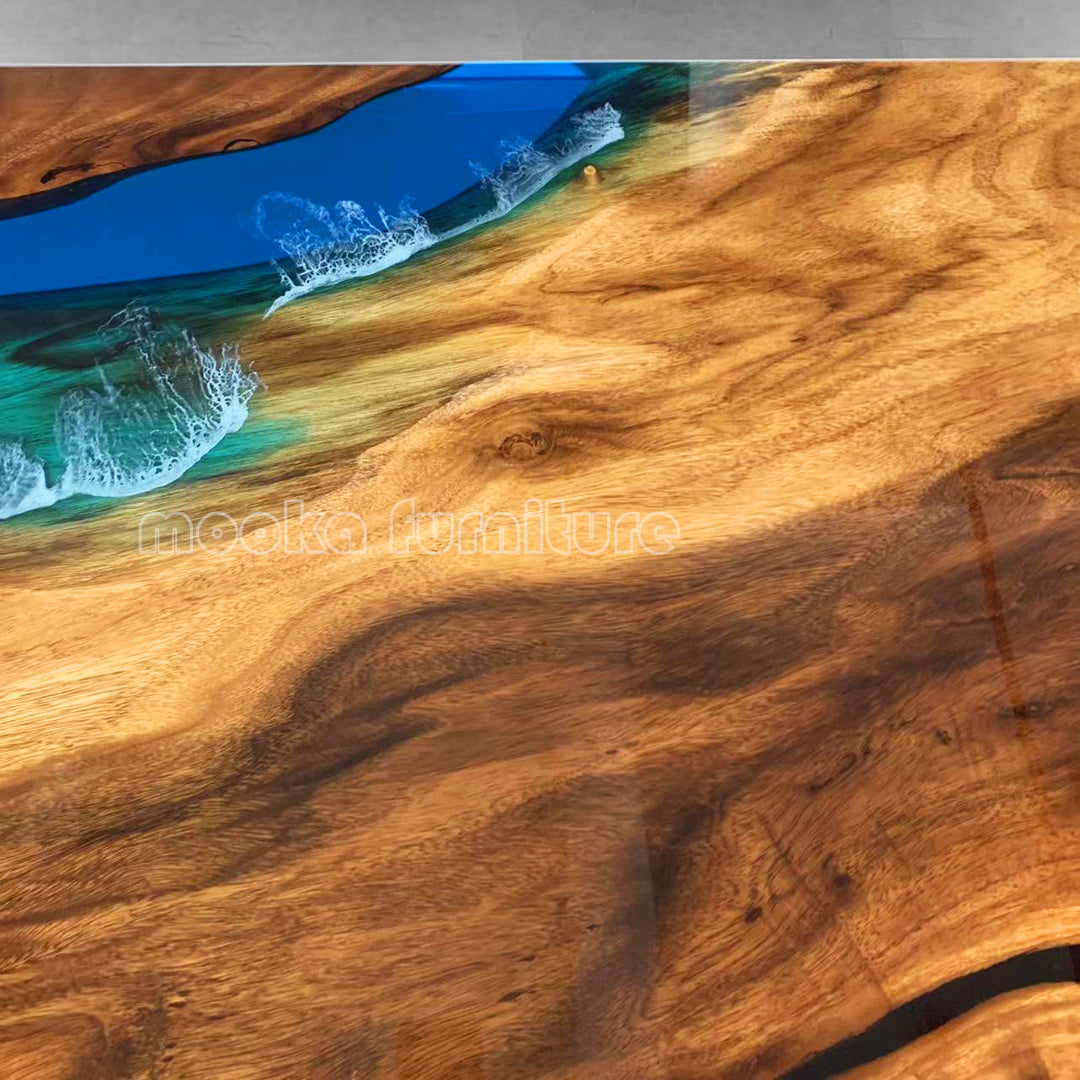 Resin Wood Dining Table - MOOKAFURNITURE