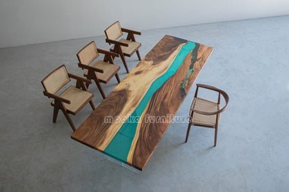 Resin Wood Dining Table - MOOKAFURNITURE