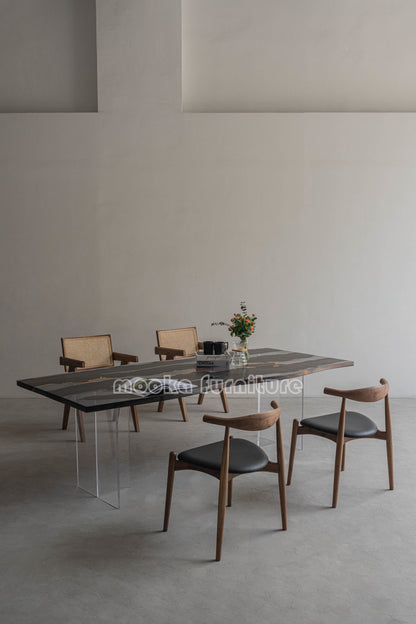 Resin Wood Dining Table - MOOKAFURNITURE