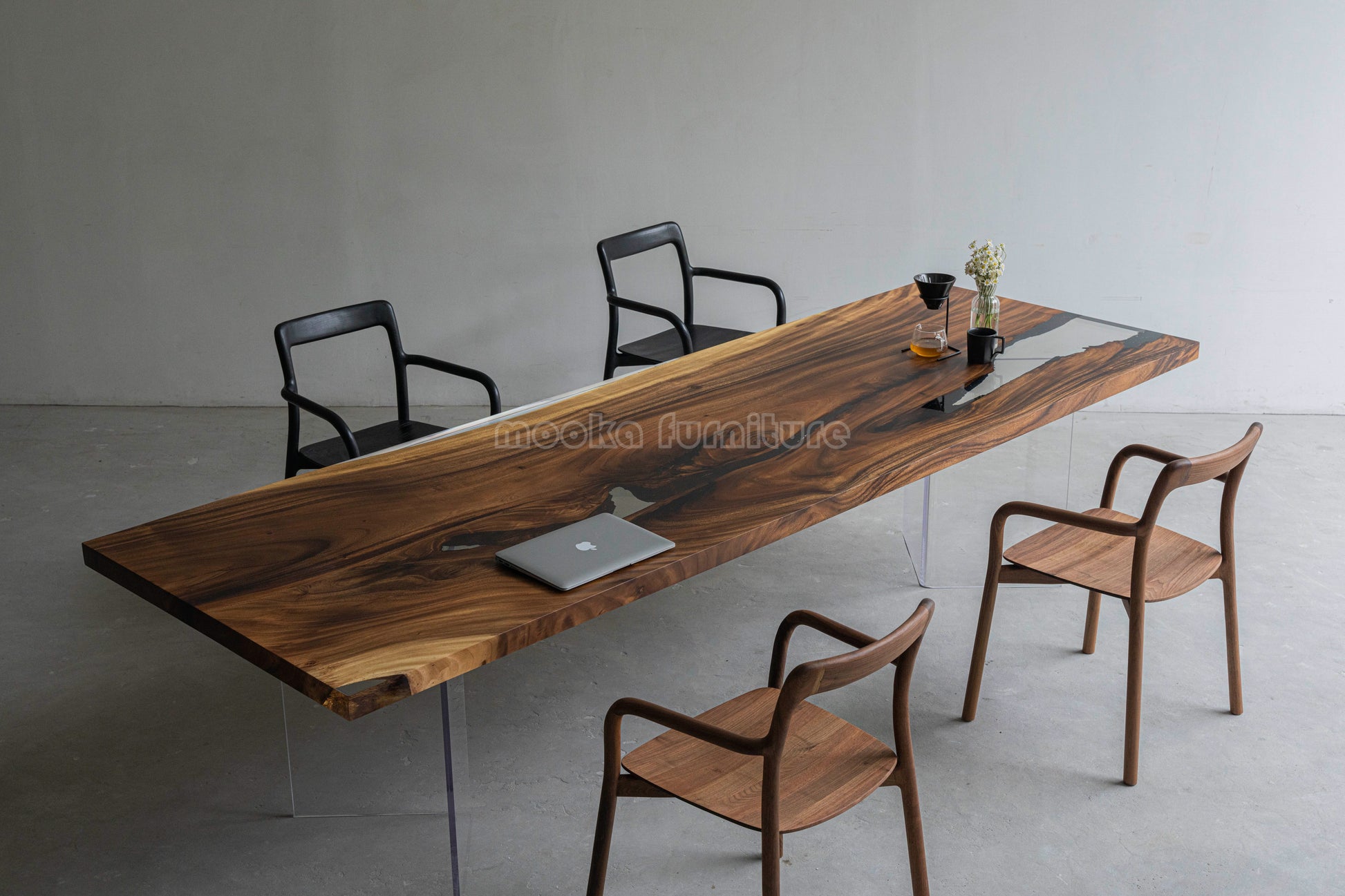 Resin Wood Dining Table - MOOKAFURNITURE