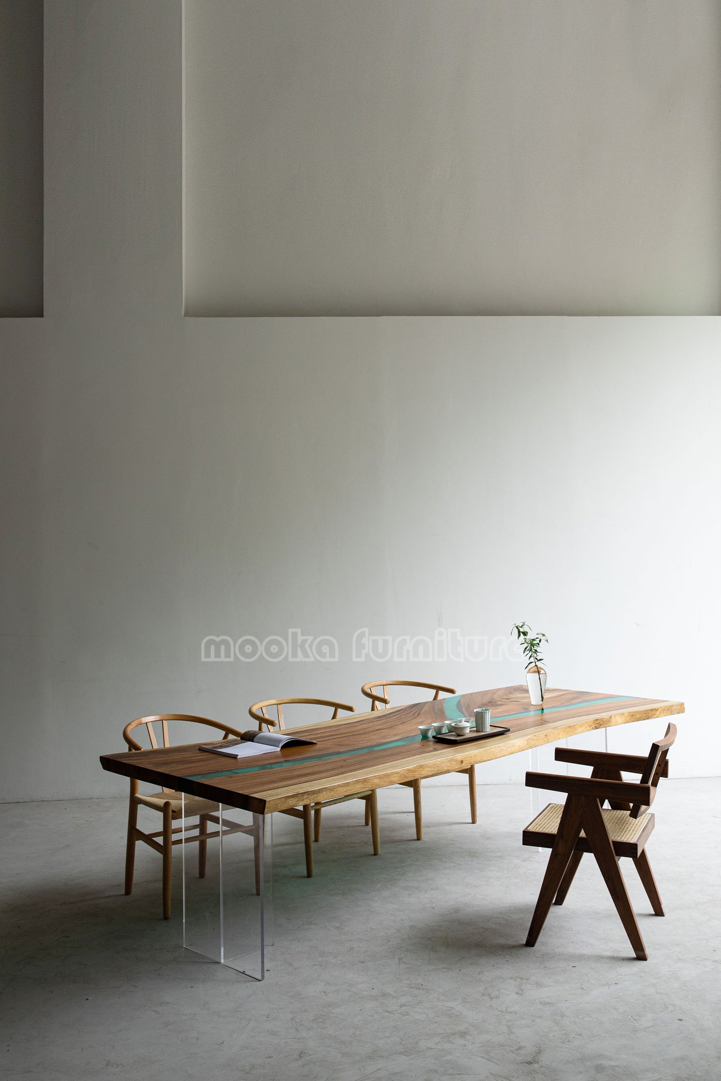 Resin Wood Dining Table - MOOKAFURNITURE