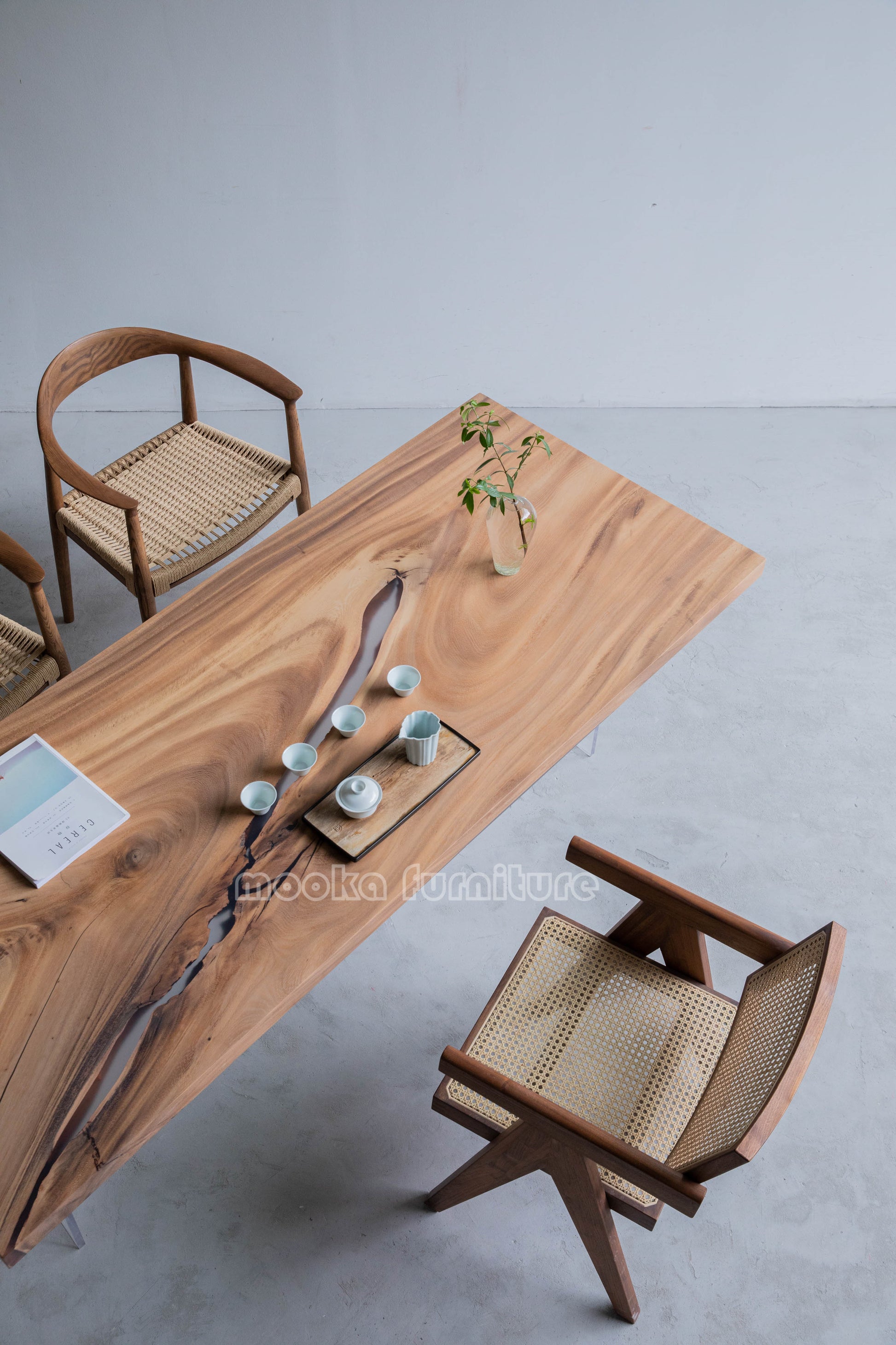 Resin Wood Dining Table - MOOKAFURNITURE