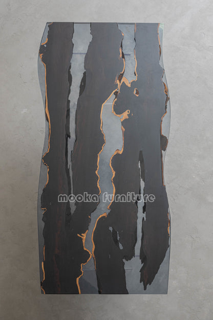 Resin Wood Dining Table - MOOKAFURNITURE