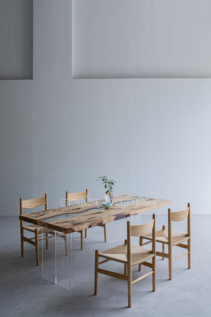 Resin Wood Dining Table - MOOKAFURNITURE