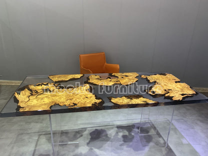 Resin Wood Dining Table - MOOKAFURNITURE