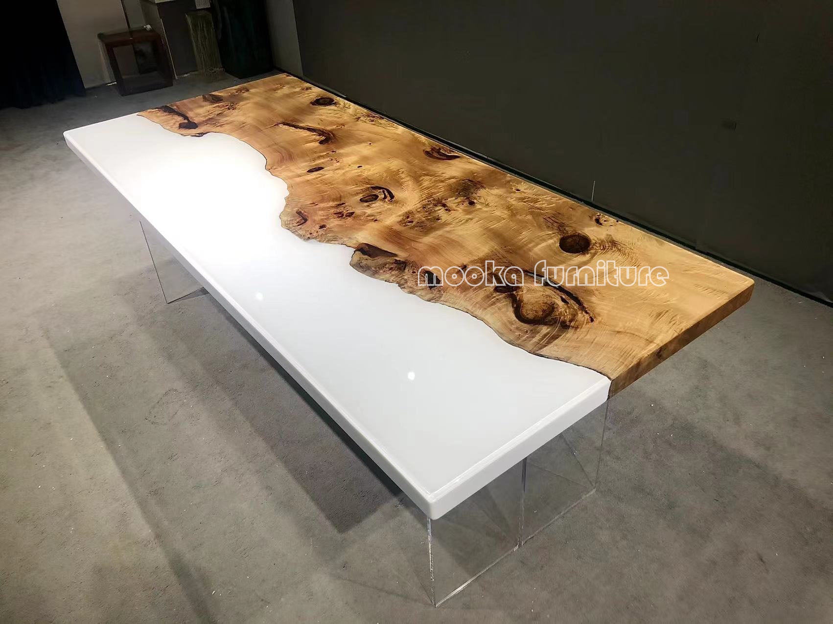 Resin Wood Dining Table - MOOKAFURNITURE