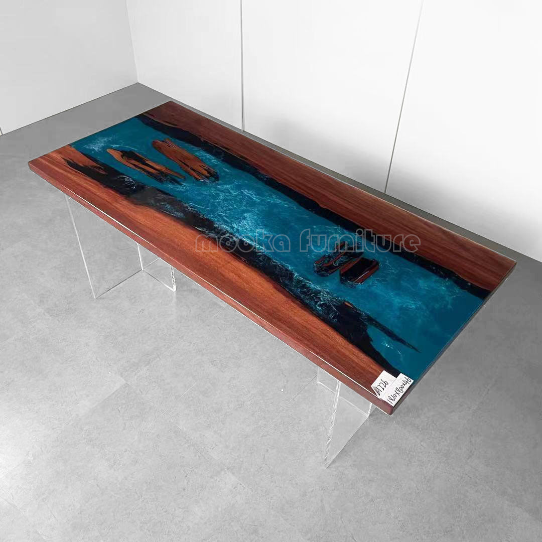 Resin Wood Dining Table - MOOKAFURNITURE