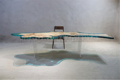 Resin Wood Dining Table - MOOKAFURNITURE