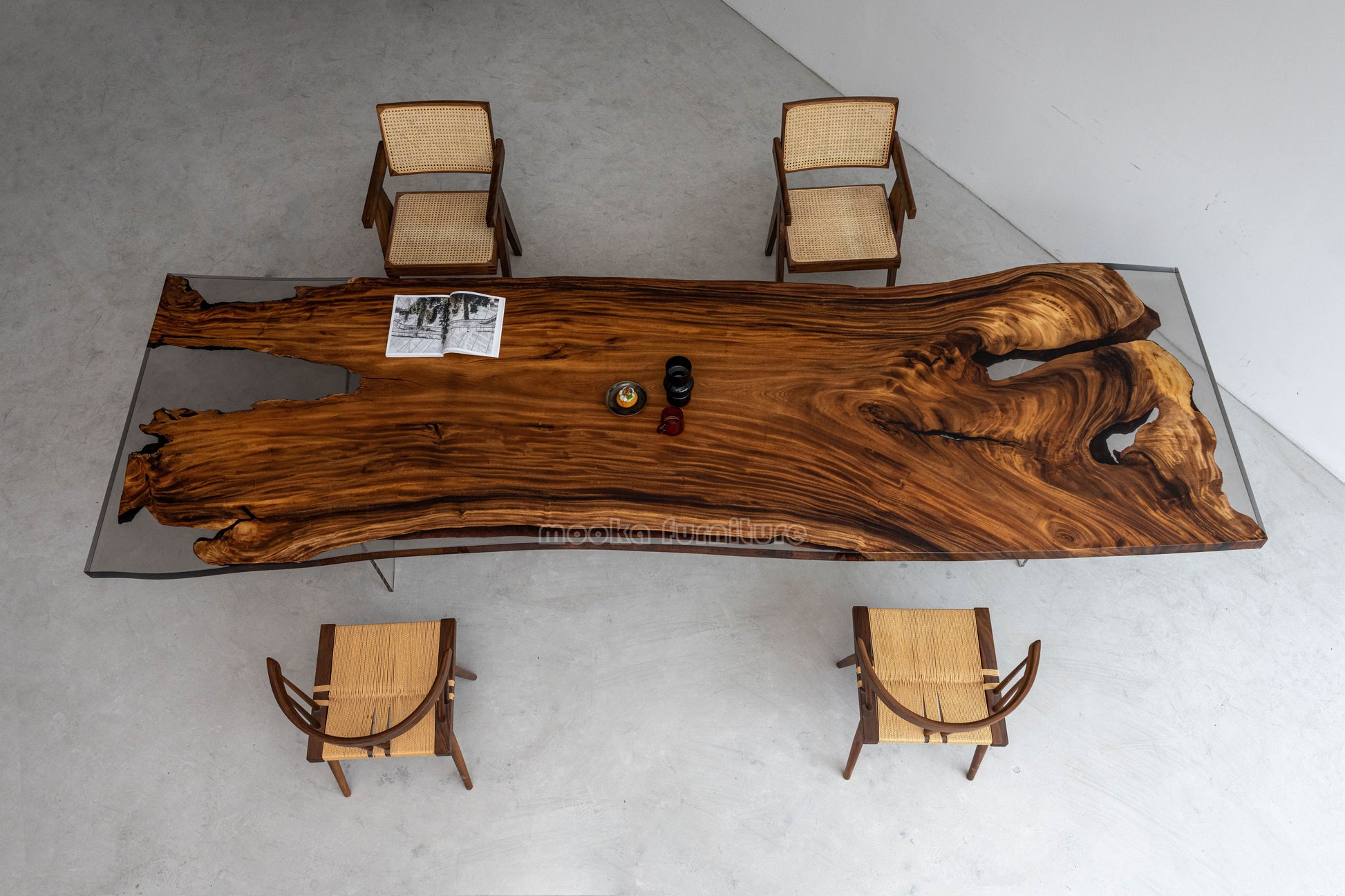 Resin Wood Dining Table - MOOKAFURNITURE