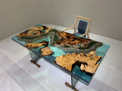 Resin Wood Dining Table - MOOKAFURNITURE