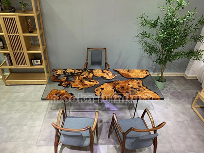 Resin Wood Dining Table - MOOKAFURNITURE