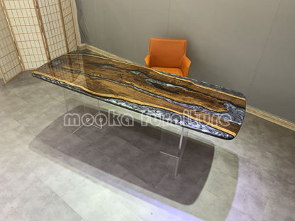 Resin Wood Dining Table - MOOKAFURNITURE