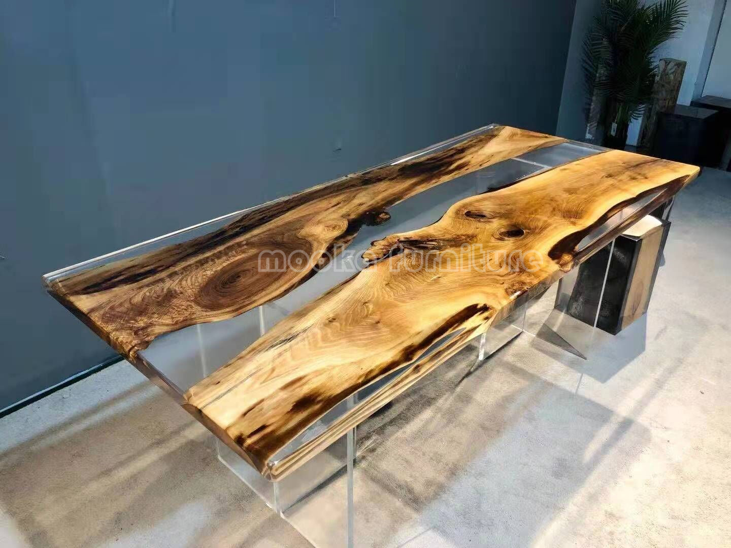 Resin Wood Dining Table - MOOKAFURNITURE