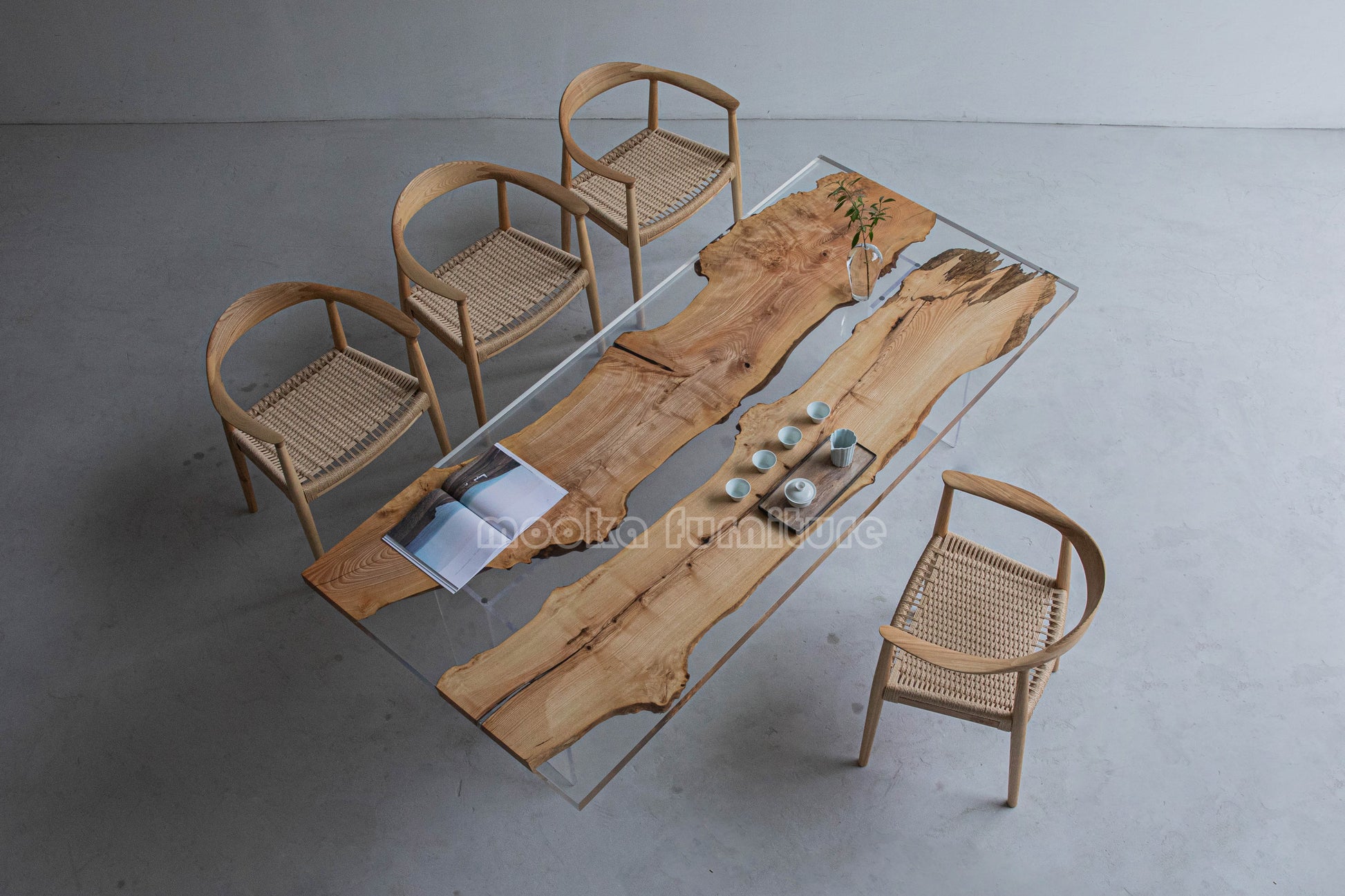 Resin Wood Dining Table - MOOKAFURNITURE