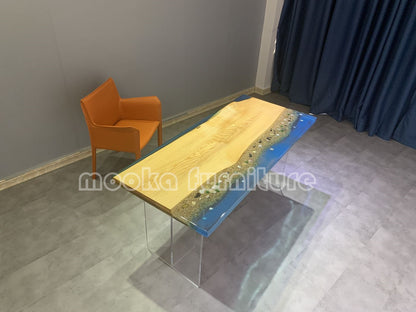 Resin Wood Dining Table - MOOKAFURNITURE