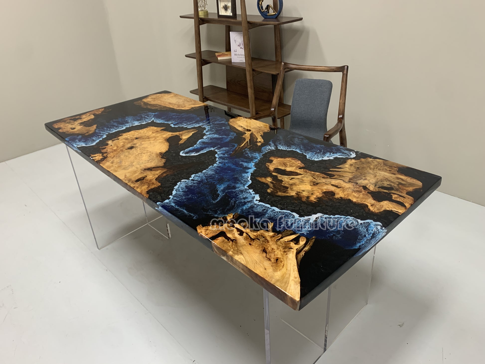 Resin Wood Dining Table - MOOKAFURNITURE