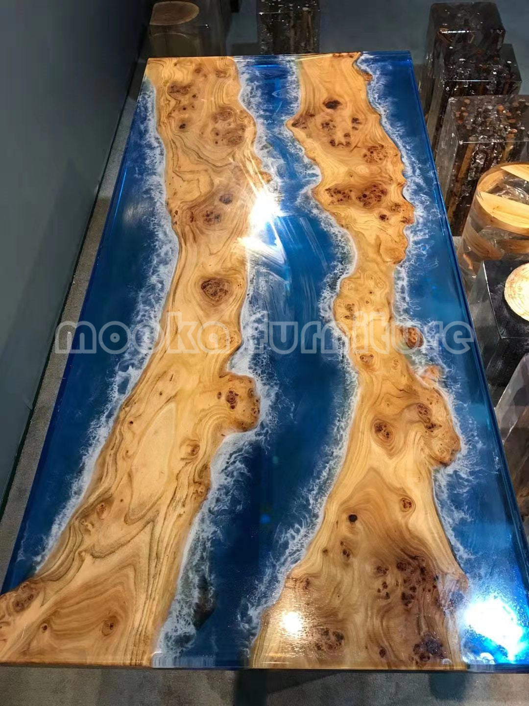 Resin Wood Dining Table - MOOKAFURNITURE