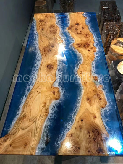 Resin Wood Dining Table - MOOKAFURNITURE