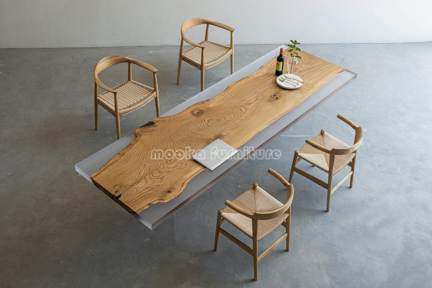 Resin Wood Dining Table - MOOKAFURNITURE