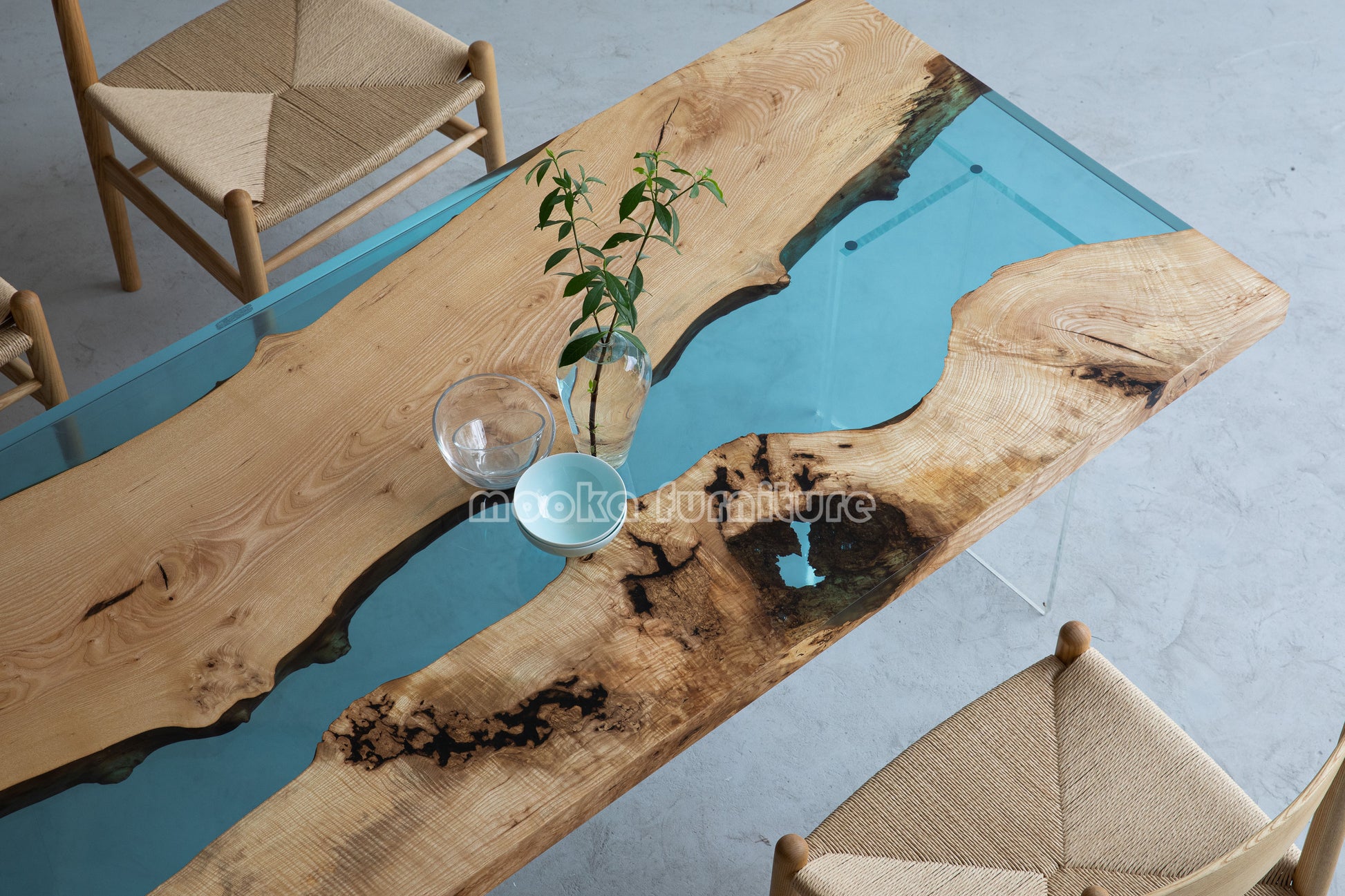 Resin Wood Dining Table - MOOKAFURNITURE