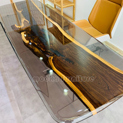 Resin Wood Dining Table - MOOKAFURNITURE