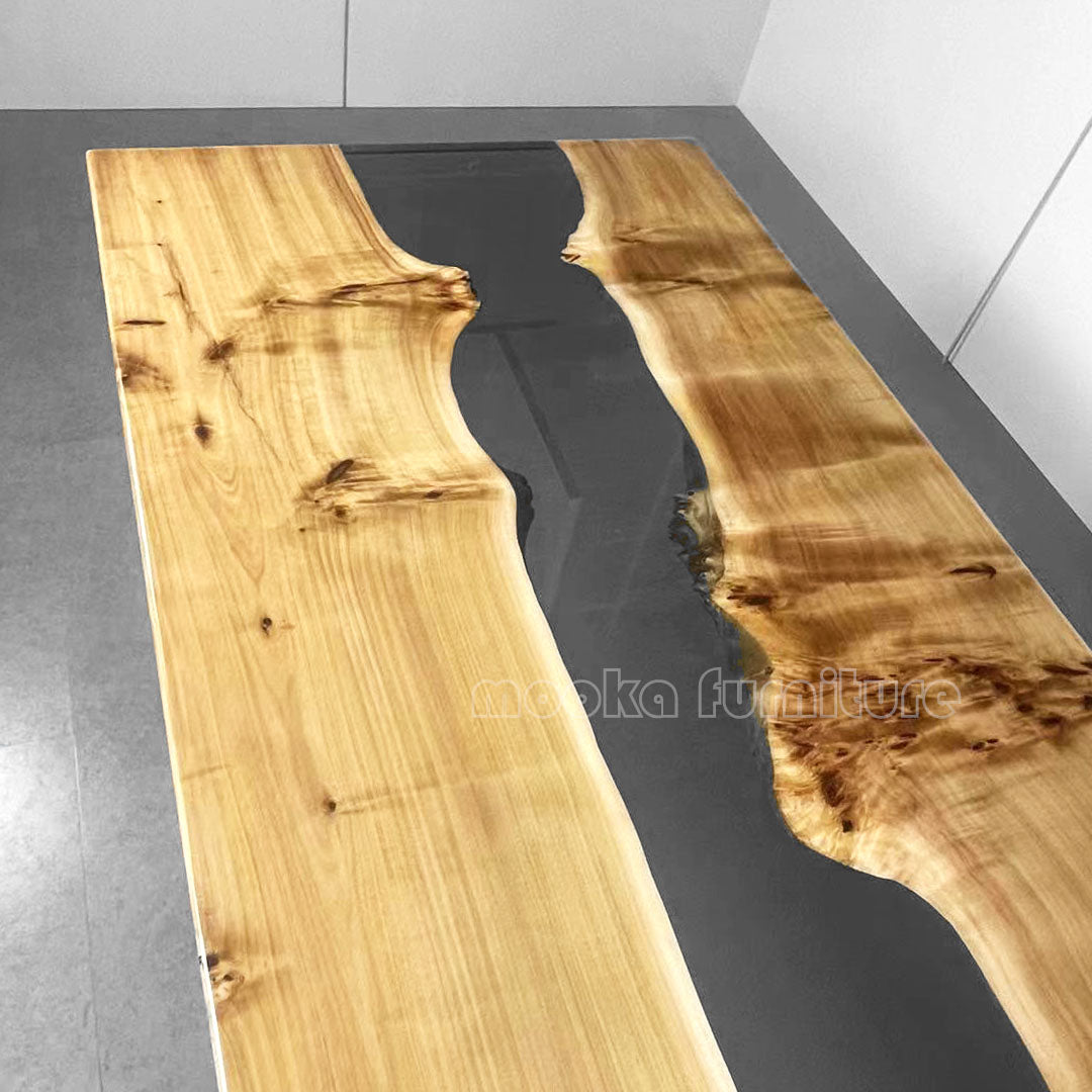 Resin Wood Dining Table - MOOKAFURNITURE