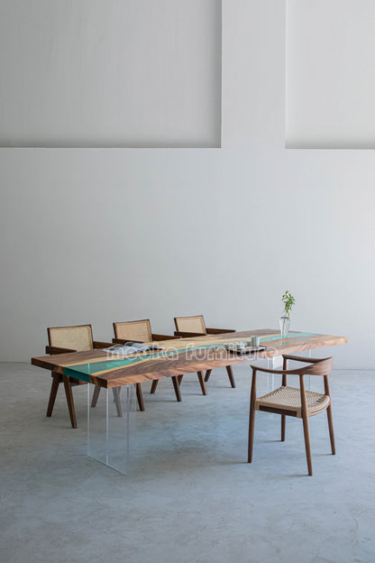 Resin Wood Dining Table - MOOKAFURNITURE