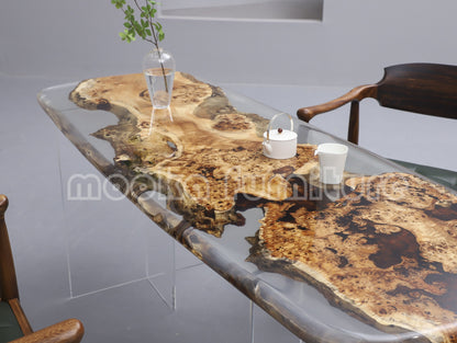 Resin Wood Dining Table - MOOKAFURNITURE