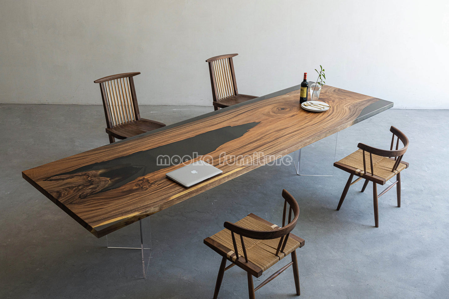 Resin Wood Dining Table - MOOKAFURNITURE