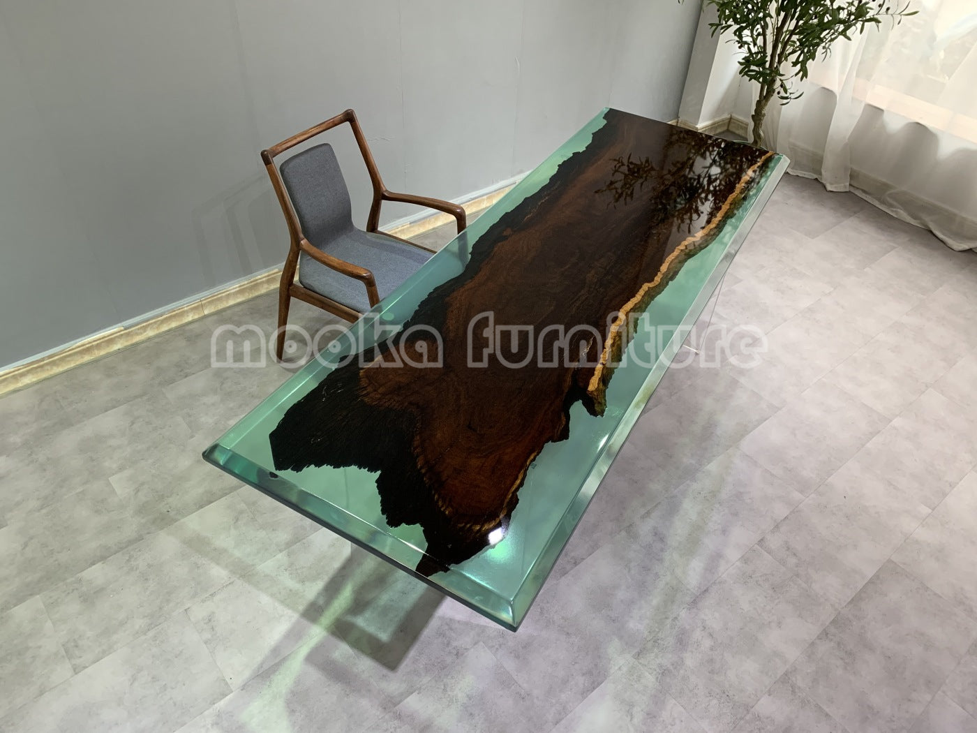 Resin Wood Dining Table - MOOKAFURNITURE