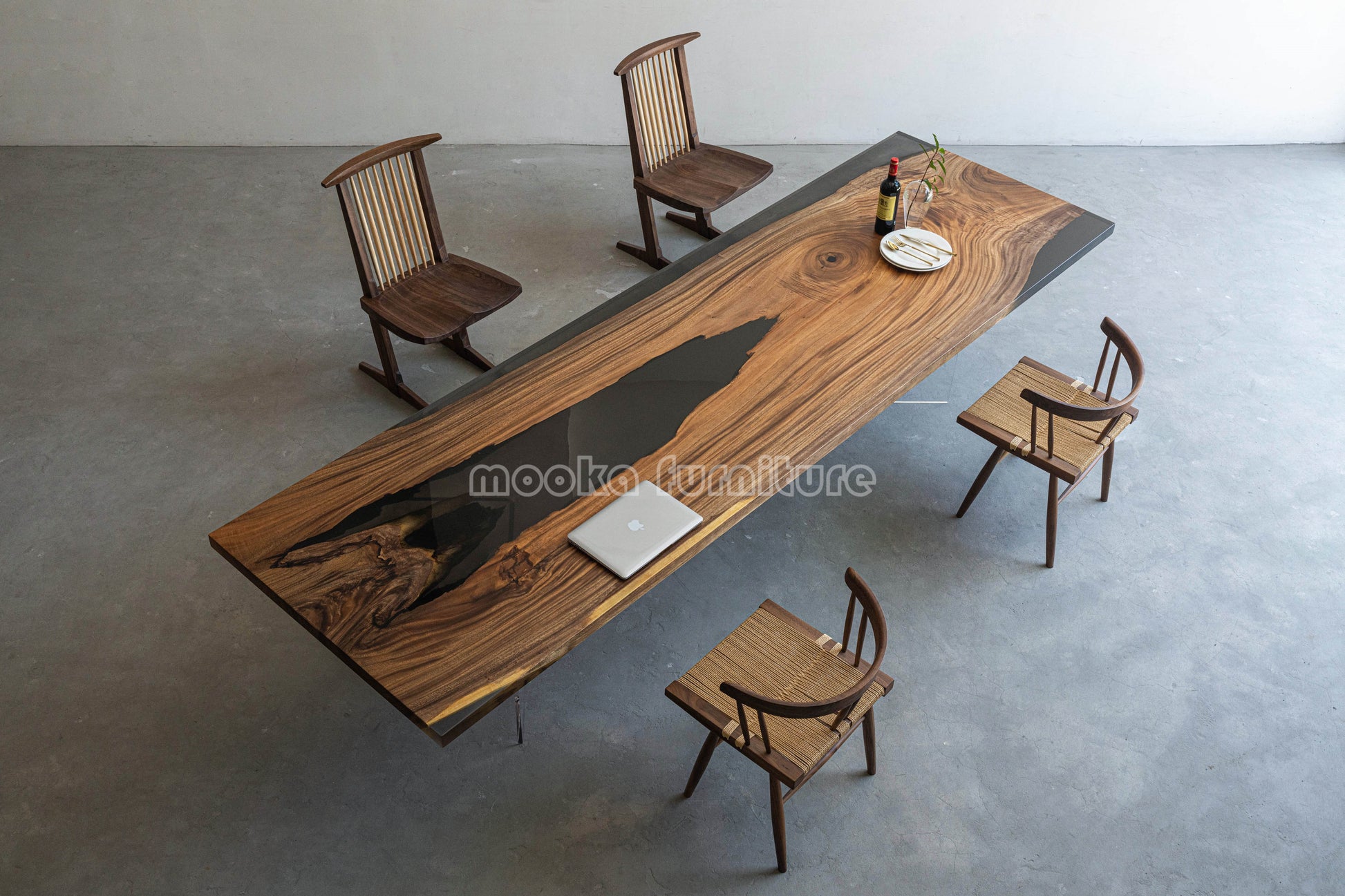 Resin Wood Dining Table - MOOKAFURNITURE