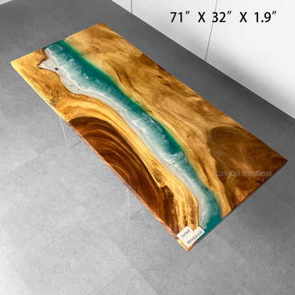 Resin Wood Dining Table - MOOKAFURNITURE