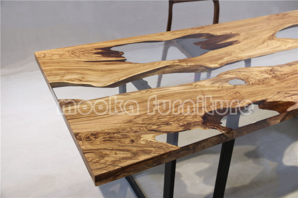 Resin Wood Dining Table - MOOKAFURNITURE