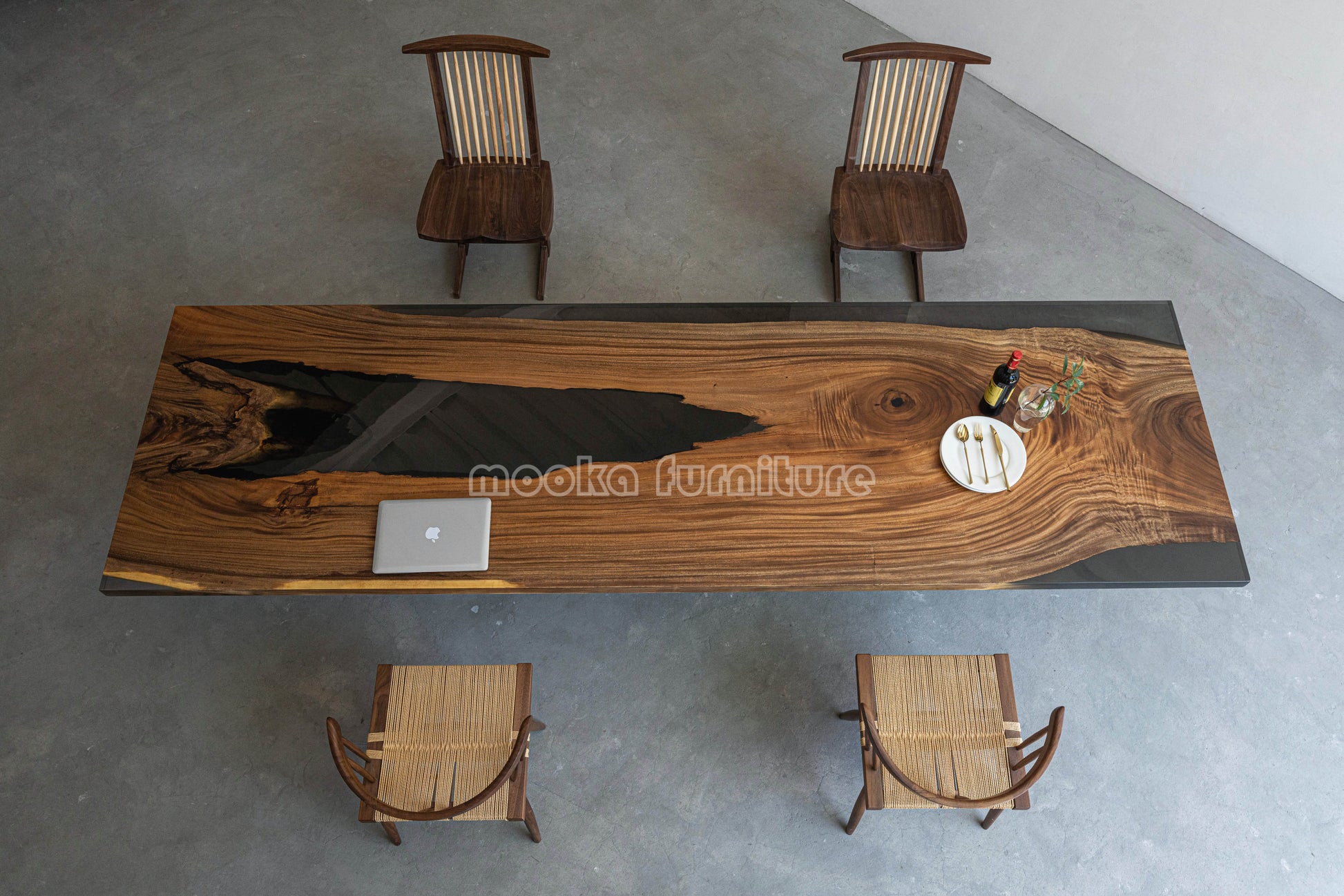 Resin Wood Dining Table - MOOKAFURNITURE