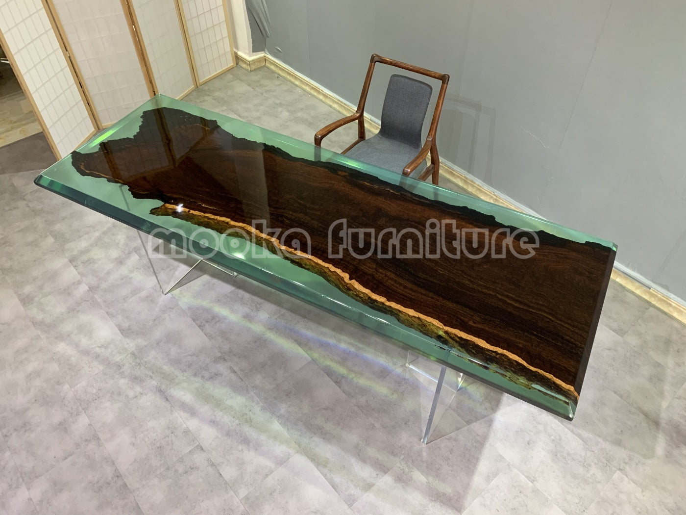 Resin Wood Dining Table - MOOKAFURNITURE