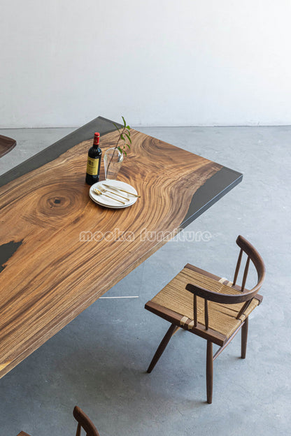 Resin Wood Dining Table - MOOKAFURNITURE