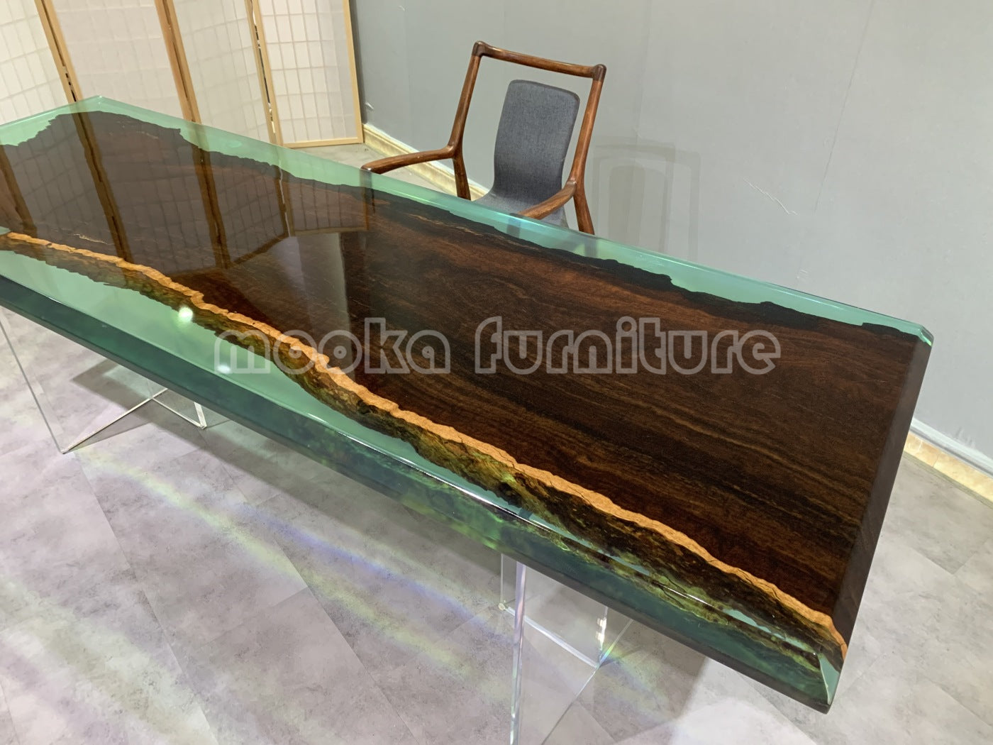 Resin Wood Dining Table - MOOKAFURNITURE