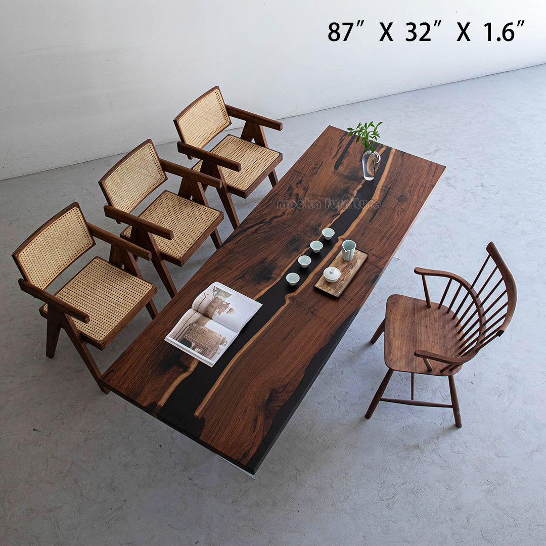 Resin Wood Dining Table - MOOKAFURNITURE