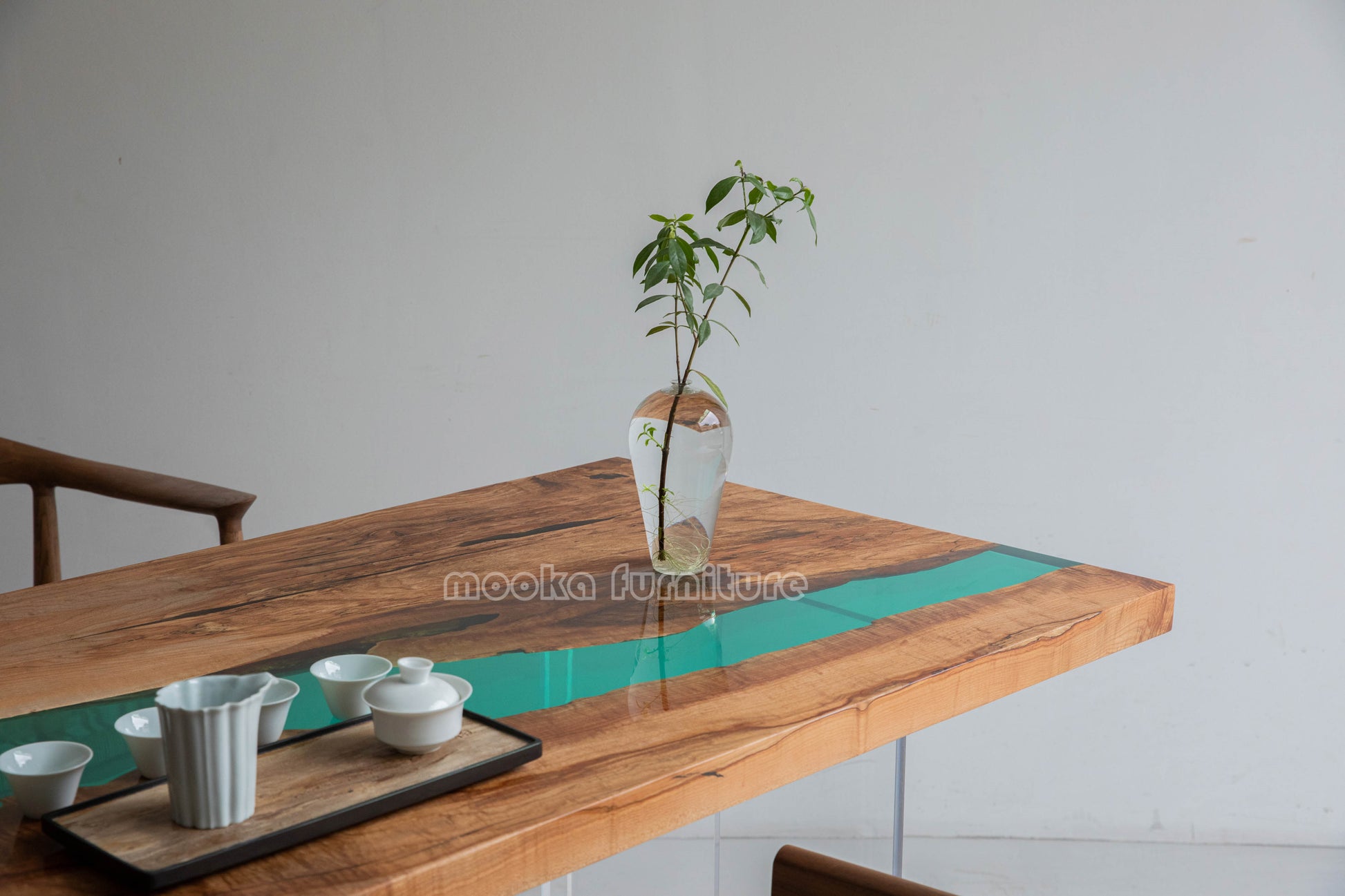 Resin Wood Dining Table - MOOKAFURNITURE