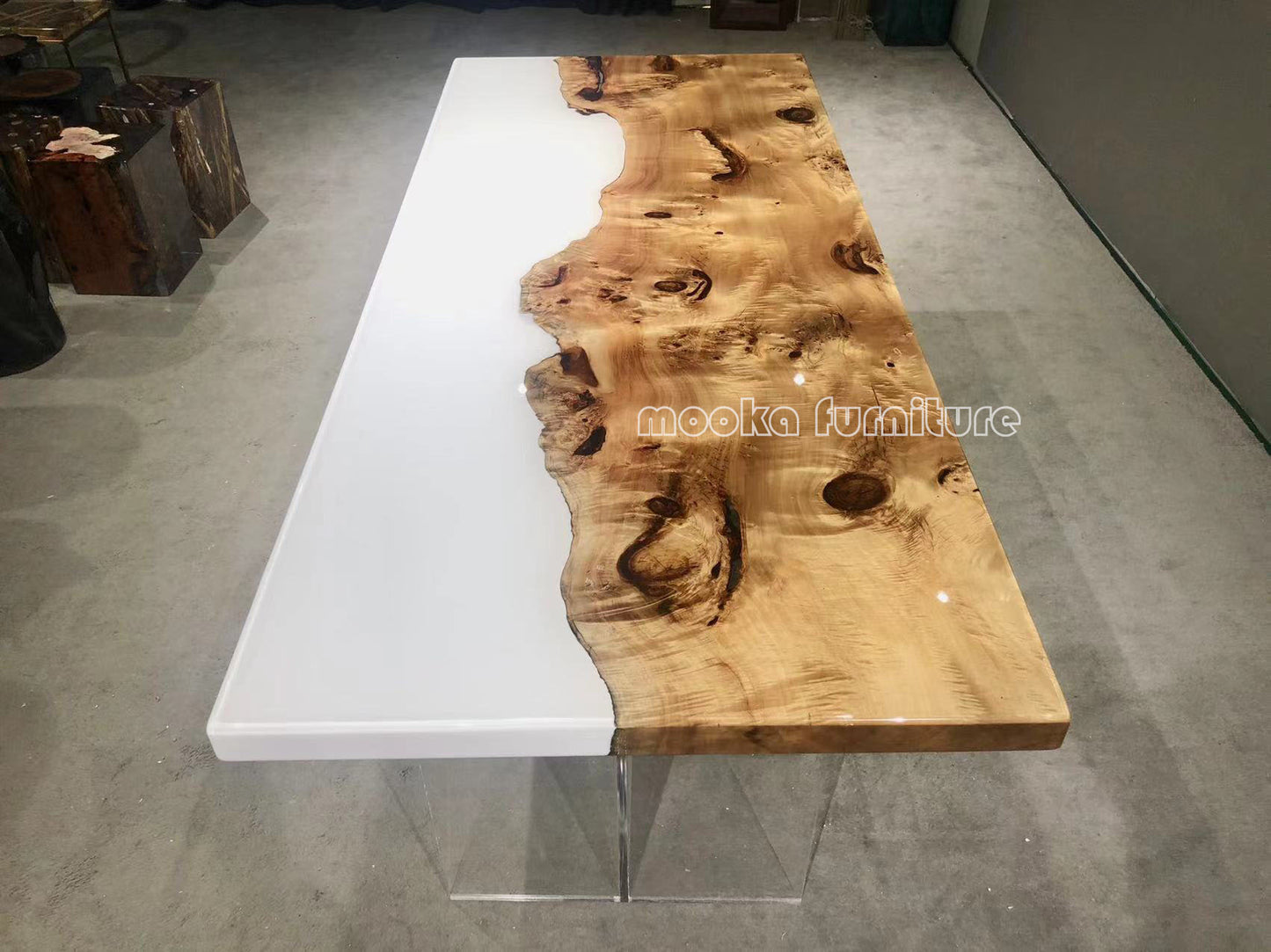 Resin Wood Dining Table - MOOKAFURNITURE