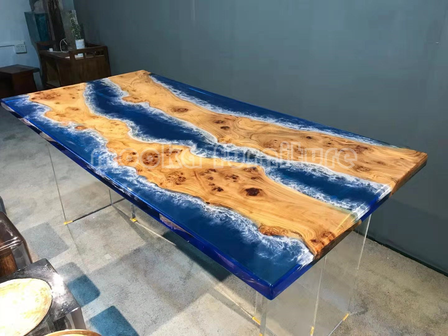 Resin Wood Dining Table - MOOKAFURNITURE