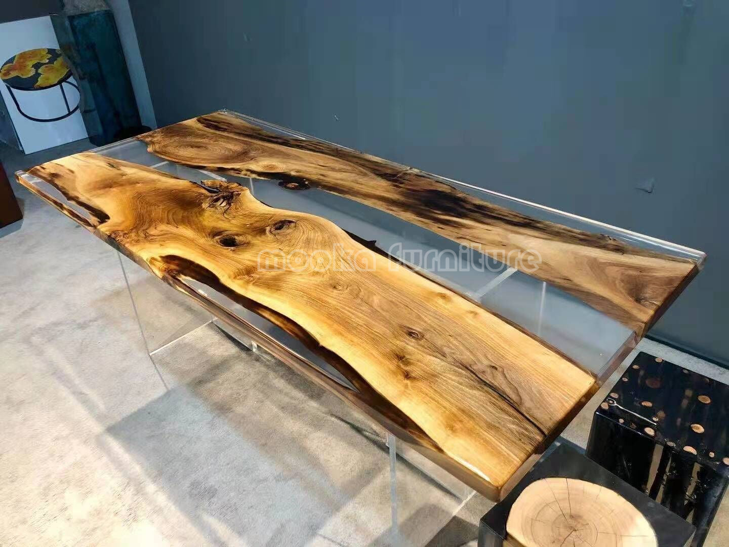 Resin Wood Dining Table - MOOKAFURNITURE