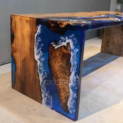 Resin Wood Dining Table - MOOKAFURNITURE