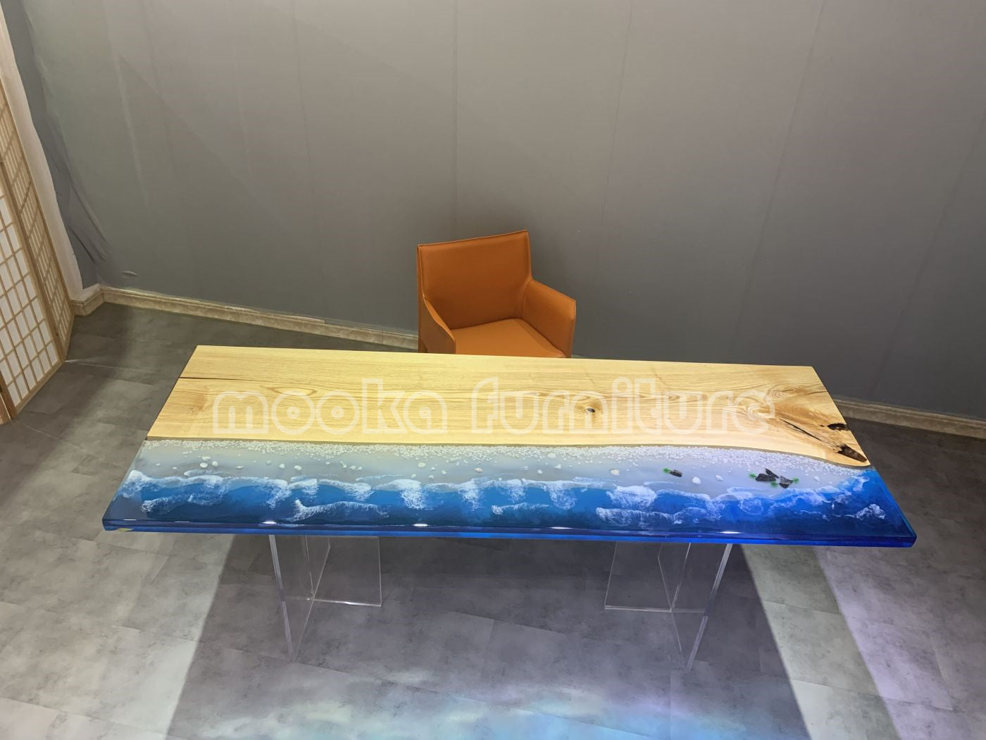 Resin Wood Dining Table - MOOKAFURNITURE