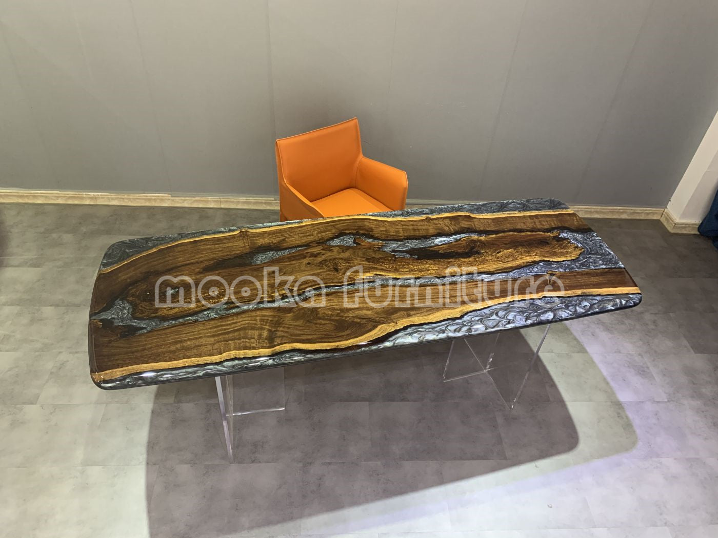 Resin Wood Dining Table - MOOKAFURNITURE