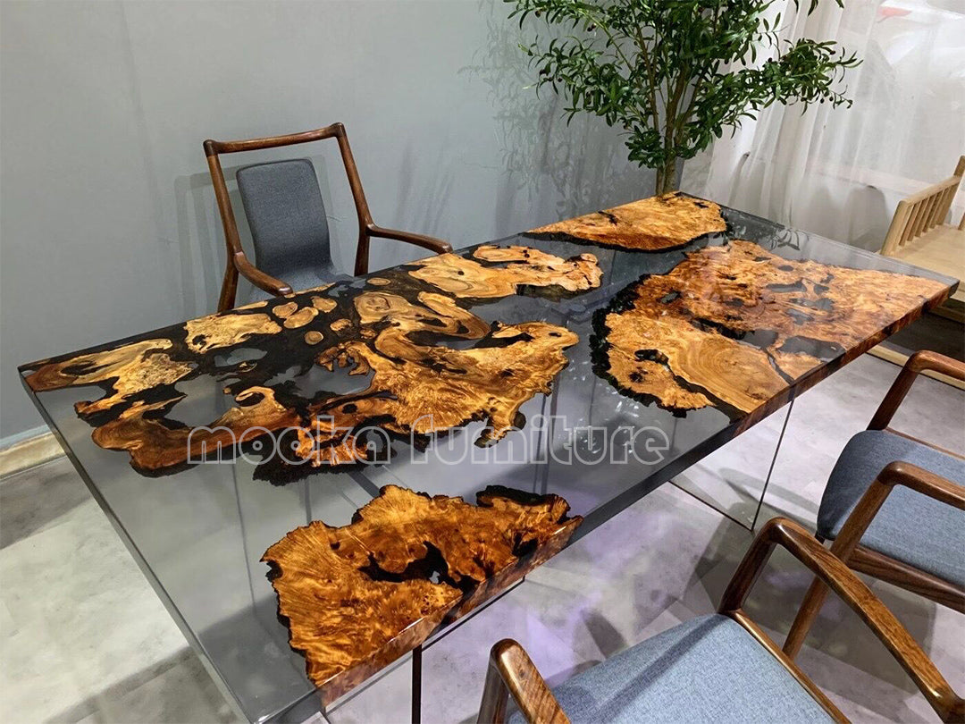 Resin Wood Dining Table - MOOKAFURNITURE